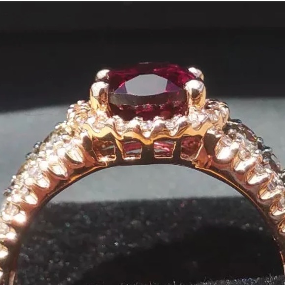 LeVian. 14k gold. Red garnet&diamond ring - Picture 3 of 6